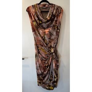 Stunning Camomilla Dress Body Con Slimming Stretchy Capped Sleeve Tropical